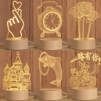 Lampe de Table acrylique à LED 3D, Illusion créative, dessin animé, veilleuse, luminaire décoratif, idéal pour la chambre d'un enfant, une Table de noël