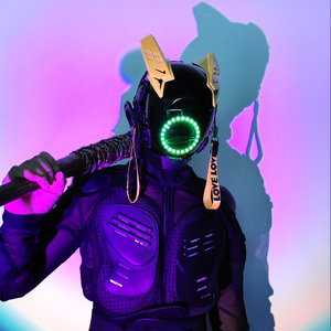 Casco de viento funcional para <span class=keywords><strong>dj</strong></span>, mascarilla de cosplay de estilo Steampunk con accesorios para espectáculo de cómics, casco de estilo punk - Product Image 1