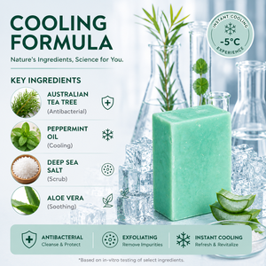 Jabón Corporal Refrescante Deportivo con Aceite Esencial de Menta y Árbol de Té para Hombres, Jabón en Barra Exfoliante de Sal Marina Antibacterial de Limpieza Profunda - Product Image 5