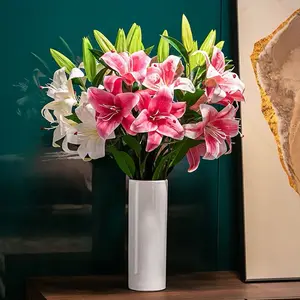 独特的设计 3D印刷巨大丝绸芽葬礼装饰百合仿真花家居装饰