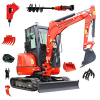 Pengiriman Gratis EPA/EURO 5 Mini Excavator Cina Mesin Kubota EPA 3.5 ton 2 ton 1 ton 1.7 Ton Excavator Kabin Mini Digger Dijual
