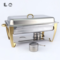 Hôtel Arabe de Luxe 9L Rectangle Miroir Poli En Acier Inoxydable Gaz Chafer Plat Brûleurs Pour Buffet De Luxe Réchauffeur De Nourriture Restauration