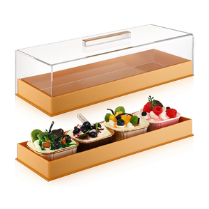 Bandeja de Acrílico Ámbar para Postres con Tapa Transparente, Cúpula Rectangular para Pasteles, Exhibidor de Cupcakes, Caja de Servicio para Mostrador de Panadería - Product Image 1