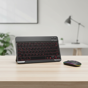 Custom logo Portable Slim Rechargeable Klavye Maus Teclado Y Raton bluetooth Rgb Light Black Keyboard and <b>Mouse</b> Combo - Product Image 1