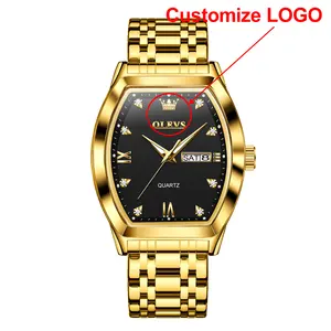 OLEVS 5528 OEM personalizable para hombre de moda reloj deportivo resistente al agua para hombre reloj de pulsera calendario logo cuarzo reloj de oro para los hombres