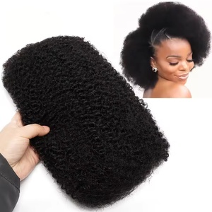 Cabello Humano Remy Afro Kinky a Granel para Trenzas, Doble Trama, Mini Twist, Microlocs, Extensiones de Cabello para Trenzas Calientes, Negro y Rubio - Product Image 1