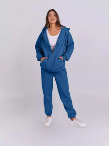 ชุดวอร์มกางเกงขาสั้น<span class=keywords><strong>2</strong></span>ชิ้นมีฮู้ดแบบซิปสำหรับผู้หญิงชุดวิ่งออกกำลังกายแขนยาวมีซิปสไตล์ล่าสุด - Product Image 5