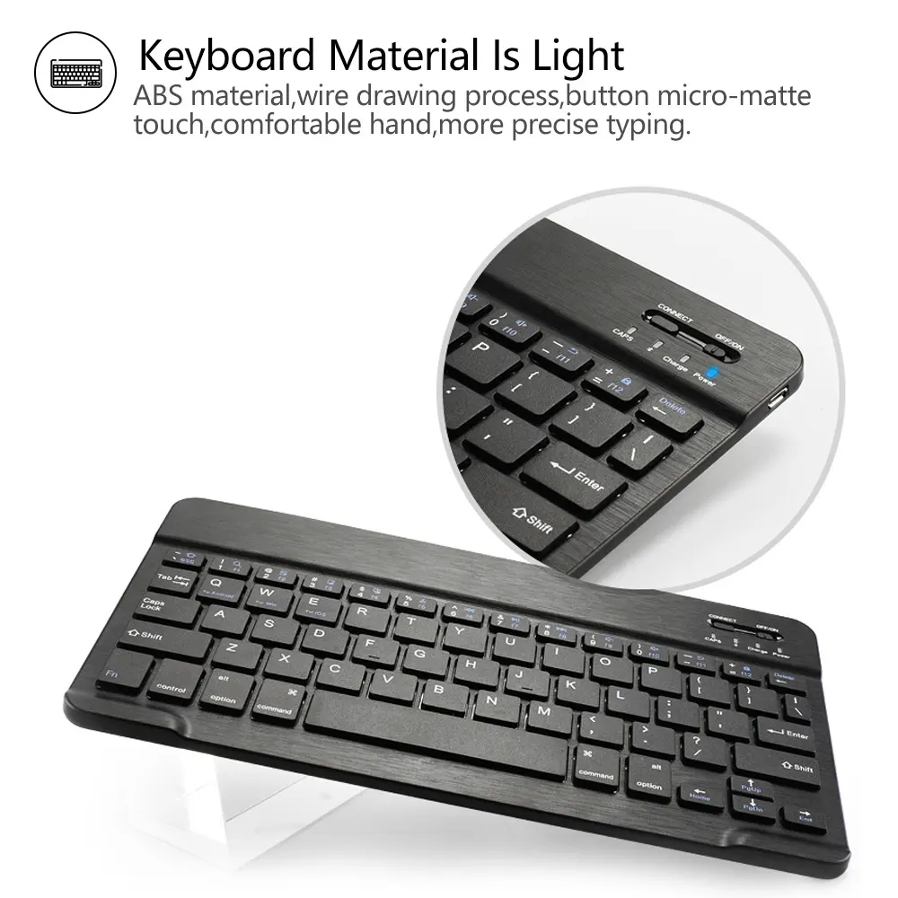 Мини-клавиатура 2 в 1 Teclado Съемная Беспроводная BT клавиатура с защитным кожаным чехлом и держателем для мобильного телефона планшета