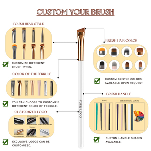 EMF Luxury Professional 15 Makeup Eyeliner Lip Liner Eyebrow Angled Flat <strong>Vegan</strong> Rose Gold Wood Handle Private Label Brushes - Product Image 4