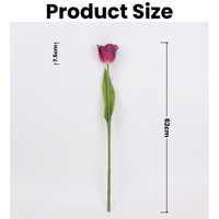Nouvelle Arrivée 2026 – Fleur de Tulipe Artificielle en Latex Effet Naturel, Tige Unique, 62 cm – Idéale pour Décoration de Mariage