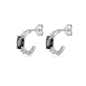 Boucles <span class=keywords><strong>d</strong></span>'oreilles créoles en <span class=keywords><strong>argent</strong></span> sterling 925 plaqué or 14k 18k avec zircon vert, nouvelle mode personnalisée Maimang, bijoux fins pour femmes - Product Image 5