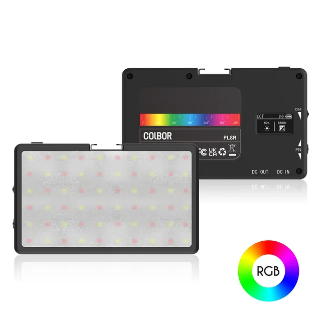 COLBOR PL8R Pocket RGB LED Video Light 2500K-9000K Dimmable On-camera Light Panel Magetic Backside APP Control for Live Stream