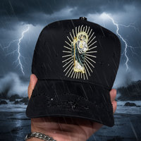 Nouveau modèle 2026 Casquette de baseball en daim de luxe San Judas Tadeo avec broderie croix et strass, épingles métalliques, thème religieux