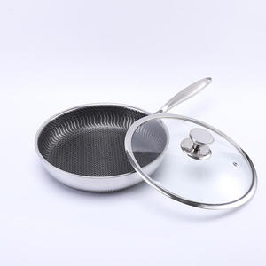 High Quality 26-32cm Chef's Pans Food Grade Stainless Steel Honeycomb Uniformly Heated Non Stick Wok with Lid for All Stovetops - Product Image 1