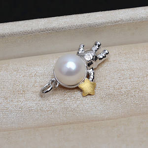 Accesorio de Plata S925 Hecho a Mano, Soporte Vacío para Perlas de 8-9 mm, Colgante de Astronauta, Serie Espacial, 4876 - Product Image 3