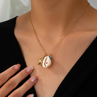 Nuevo Collar Clásico de Moda con Colgante de Concha y Estrella de Mar, Chapado en Oro, Serie Océano, para Mujer, Ideal para Fiestas
