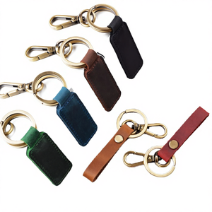 Genuine Leather Cowhide Hanging Closure Keychain <b>Metal</b> Pendant Fashion Personalized Car Keyring Accessories - Product Image 4