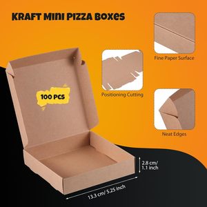 Mini boîtes à <span class=keywords><strong>pizza</strong></span> 5.25x5.25 carré <span class=keywords><strong>Pizza</strong></span> <span class=keywords><strong>Party</strong></span> Favors boîtes Kraft sortir les conteneurs boîtes d'emballage cadeau pour <span class=keywords><strong>pizza</strong></span>, cookie - Product Image 2