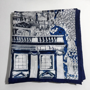 Wholesale Blue <strong>London</strong> Building Print Square Silk <strong>Scarf</strong> Vintage Cityscape Twill Silk Head <strong>Scarf</strong> Custom Printed Bandana <strong>Scarves</strong> - Product Image 3