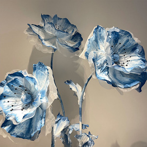 Décoration de mariage <span class=keywords><strong>fleurs</strong></span> ouverture et fermeture <span class=keywords><strong>fleurs</strong></span> bleu blanc Halo teinture artisanat 3d papier énorme grande fleur géante fleur - Product Image 1