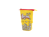 Trousse à crayons design Popcorn mignon en toile premium grande capacité avec fermeture éclair, pochette à crayons verticale pour cadeaux promotionnels