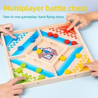 Jeu de société interactif 2-en-1 multifonctionnel en bois pour deux joueurs : Échecs rebondissants et Jeu d'échecs volant pour enfants et parents