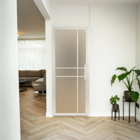 Porte intérieure en acier - Blanche - 6 panneaux - Verre fumé - Design de luxe