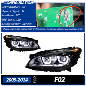 Nouveaux phares avant à LED pour Série 3 2009-2014 Touring, système DRL, 12V 6000K 6000 lm, blanc, haute luminosité, 740i/730i/735i F01/F02, compatibles - Product Image 3