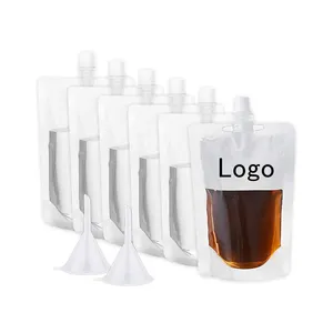 Custom Printing Clear Drink Reusable Liquid Bag Milk Juice Plastic Package Coffee Stand up Pouch With Spout