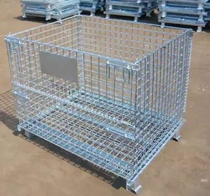Bangjun bán buôn mạ kẽm đóng mở có thể gập lại hộp lưu trữ vận chuyển dây lưới container thép lồng Pallet - Product Image 1