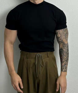 Мужская Новая летняя облегающая футболка с коротким рукавом в изысканном и зрелом стиле. - Product Image 3