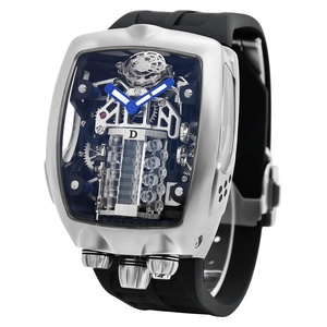Custom Special Design Luxury Men's <b>Automatic</b> <b>Skeleton</b> Mechanical <b>Watch</b> High Grade Silicone Band Stainless Steel Square Case - Product Image 2