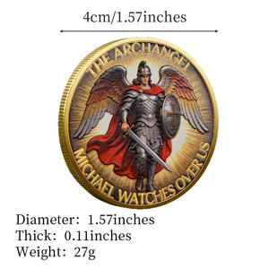 Pièce de collection commémorative en métal sur le thème de Michael, le Tueur de Dragons, avec verset biblique Psalm 91:10-11, cadeau souvenir - Product Image 6