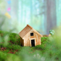Ornement de micro-paysage, maison d'arbre style dessin animé, motif grain de bois, assemblage DIY, miniature en résine à décorer