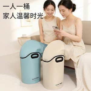 Beilian Foot <b>Bath</b> Tub Deep Portable <b>Foldable</b> With Knee Pads Beige Round Heat Preservation - Product Image 4