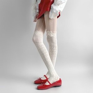 Women's <b>Black</b> Over The Knee Stockings 30D Thin Lace Trim Hollow Out Long <b>Socks</b> For Spring Autumn Winter - Product Image 3