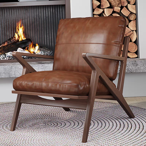 Fauteuil de salon nordique en bois massif avec dossier inclinable, style moderne vintage pour la maison, le bar, les loisirs, le salon et le balcon - Product Image 3