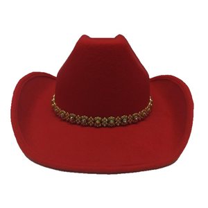 Sombrero Vaquero Rojo con Banda de Diamantes de Imitación, Sombrero de Fibra Modal Transpirable para Mujer, Protección Solar, Color Sólido, No Plegable - Product Image 5