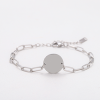 Bracelet Ywyougang tendance en acier inoxydable, à deux trous, avec maillons trombones, personnalisable, couleur argent, le plus vendu