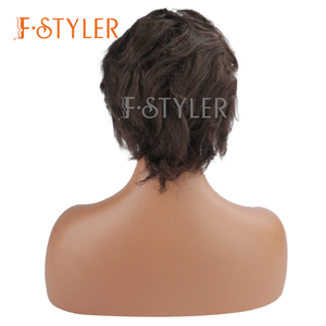 FStyler <span class=keywords><strong>วิก</strong></span><span class=keywords><strong>ผม</strong></span>ลอนแบบ<span class=keywords><strong>สั้น</strong></span>ทรงหลวมสำหรับผู้ใหญ่ชายและหญิง<span class=keywords><strong>ผม</strong></span>เส้นใยสังเคราะห์สีน้ำตาลเข้มสำหรับใส่ได้ทุกวัน<span class=keywords><strong>วิก</strong></span><span class=keywords><strong>ผม</strong></span>สำหรับงานปาร์ตี้ - Product Image 3