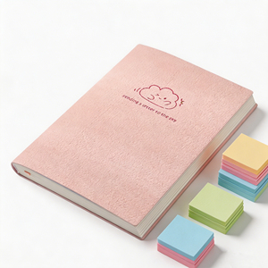 Diario de Tapa Dura de Tela Rosa con Diseño de Nubes, Cuaderno de Regalo para Escribir Cartas - Product Image 2