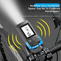 Speedometer Sepeda Digital Multifungsi Empat-dalam-Satu Tahan Air LED ABS Isi Ulang USB Nirkabel Terintegrasi Klakson
