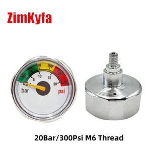 Manomètre HPA Mini M6 en acier inoxydable et cuivre de 25 mm de diamètre, 20 bars/300 PSI, régulateur de remplissage de bouteille de gaz OEM - Product Image 2