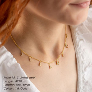 اسم قلادة الزركون رسالة الفولاذ المقاوم للصدأ شخصية قلادة قلادة قلادة اللوحة هدية دروبشيب الفولاذ المقاوم للصدأ المجوهرات - Product Image 4