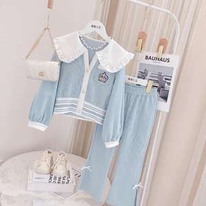 Vente en gros Ensemble de mode pour les adolescents de 3 à <span class=keywords><strong>14</strong></span> <span class=keywords><strong>ans</strong></span> <span class=keywords><strong>Veste</strong></span> à manches longues et taille étroite avec pantalon fendu Style universitaire - Product Image 5