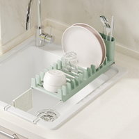 WIREKING Mini égouttoir à vaisselle en plastique compact avec 11 supports pour assiettes, tasses, bols et couverts