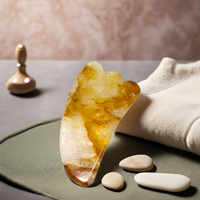 Nouvel arrivage de produits de massage Citrine Gua Sha planche à gratter cristal jaune pierre de Guasha outil de massage du visage et du corps