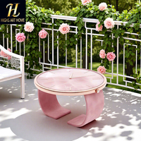 Table Basse de Luxe Originale en Jade Rose Naturel, Design Personnalisé pour Villa, avec Cadre Métallique et Détails en Peau de Cerf