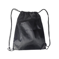 Sac à cordon en polyester durable avec logo personnalisé promotionnel Sac à dos à cordon noir pour le sport et la salle de sport