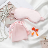 Satin Soie Masque Pour Les Yeux Bouchon D'oreille Ensemble Sangle Élastique Masque De Sommeil Anti-Lumière Réglable Coton Tissé Tricot Tissu Sac Voyage Soins Des Cheveux